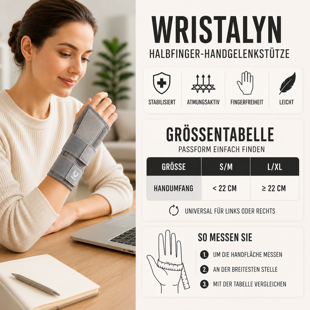 Nordspur | Wristalyn Halbfinger-Handgelenkstütze