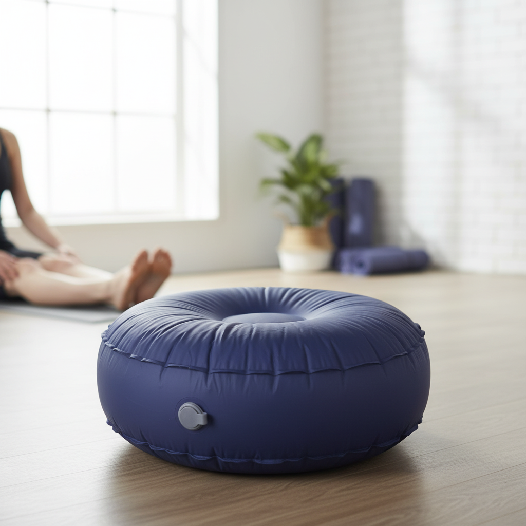 Aufblasbares Yogakissen rund kompakt Sitzkissen für Meditation