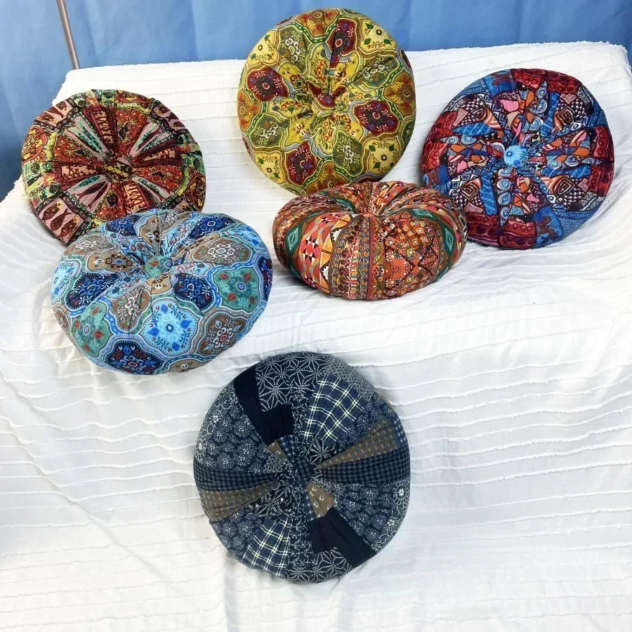 Rundes Meditationskissen Bodenkissen Baumwolle Vintage-Druck