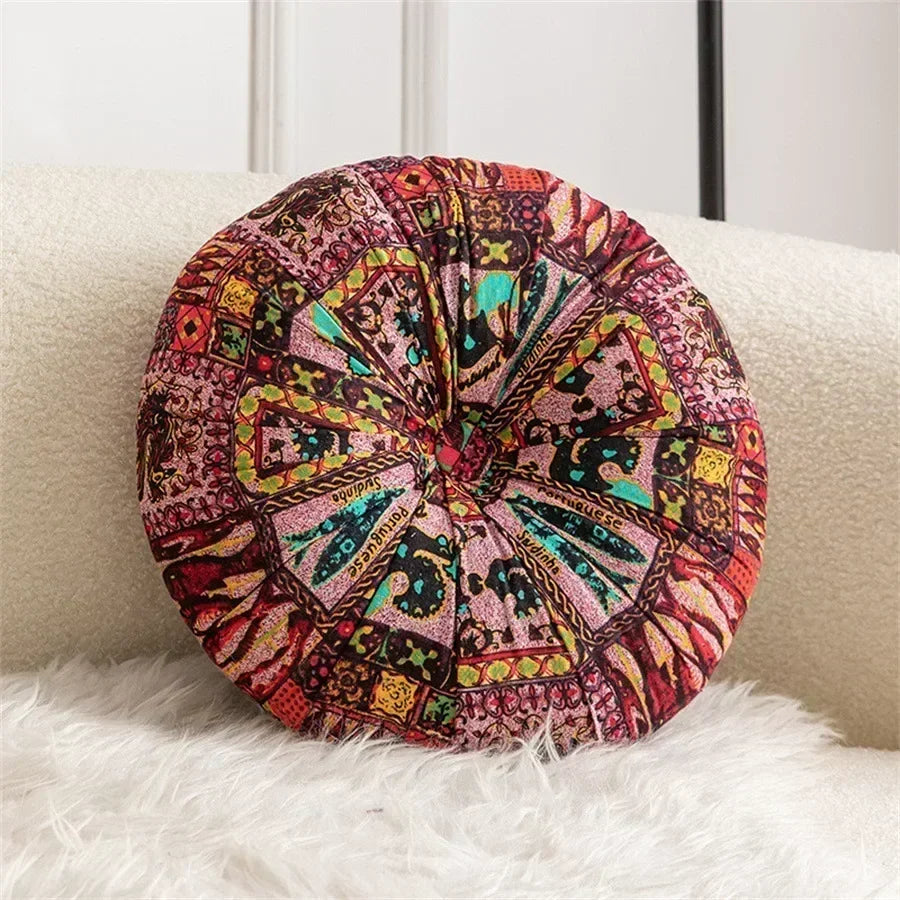 Rundes Meditationskissen Bodenkissen Baumwolle Vintage-Druck