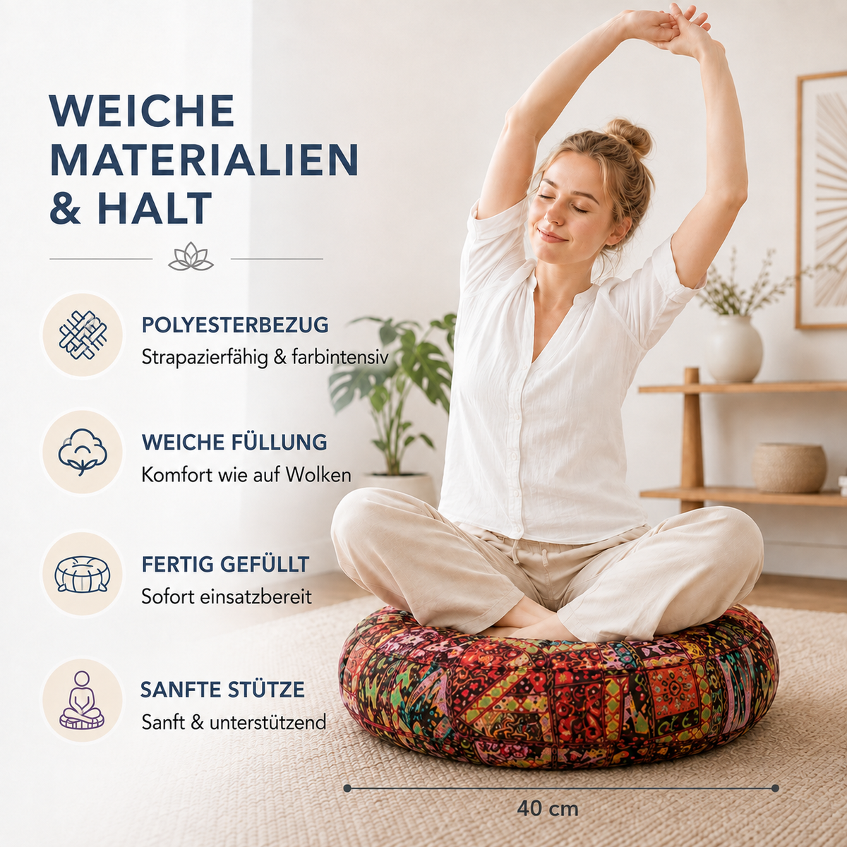 Nordspur | Zenvira Rundes Meditationskissen für den Boden