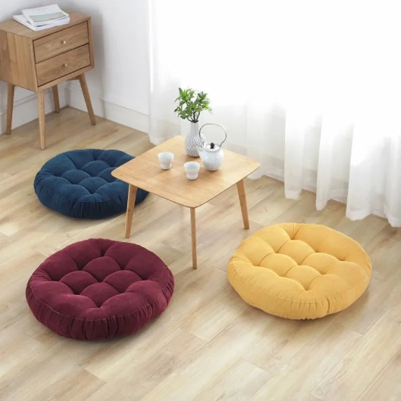 Großes rundes Bodenkissen Cord-Stoff Meditation Wohnzimmer Familie