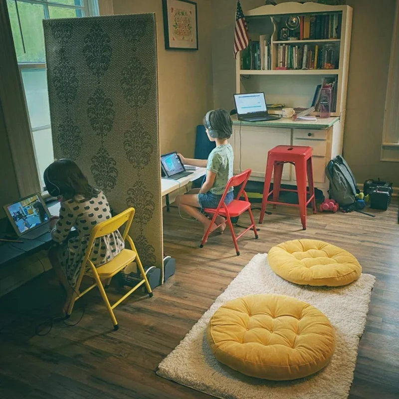 Großes rundes Bodenkissen Cord-Stoff Meditation Wohnzimmer Familie