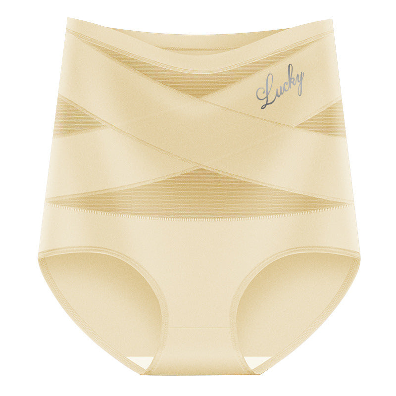 Plus-Größe, hohe Taille, bauchformender Slip mit Kreuzmuster