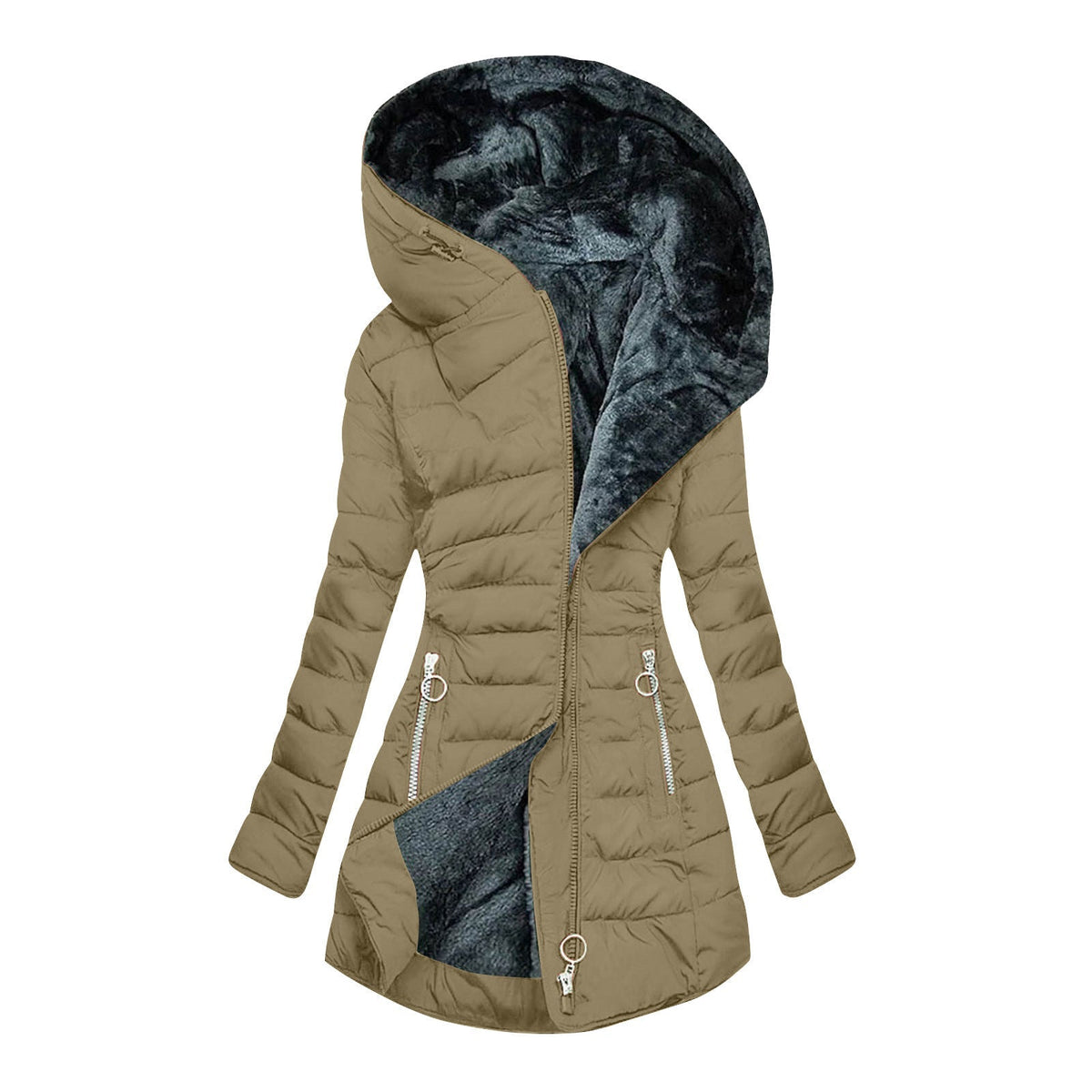 Gesteppte Winter-Daunenjacke für Damen mit Kapuze