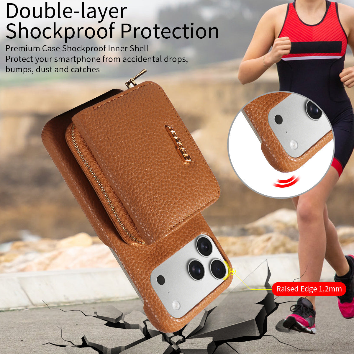 Premium Leder Crossbody Wallet Handyhülle für iPhone