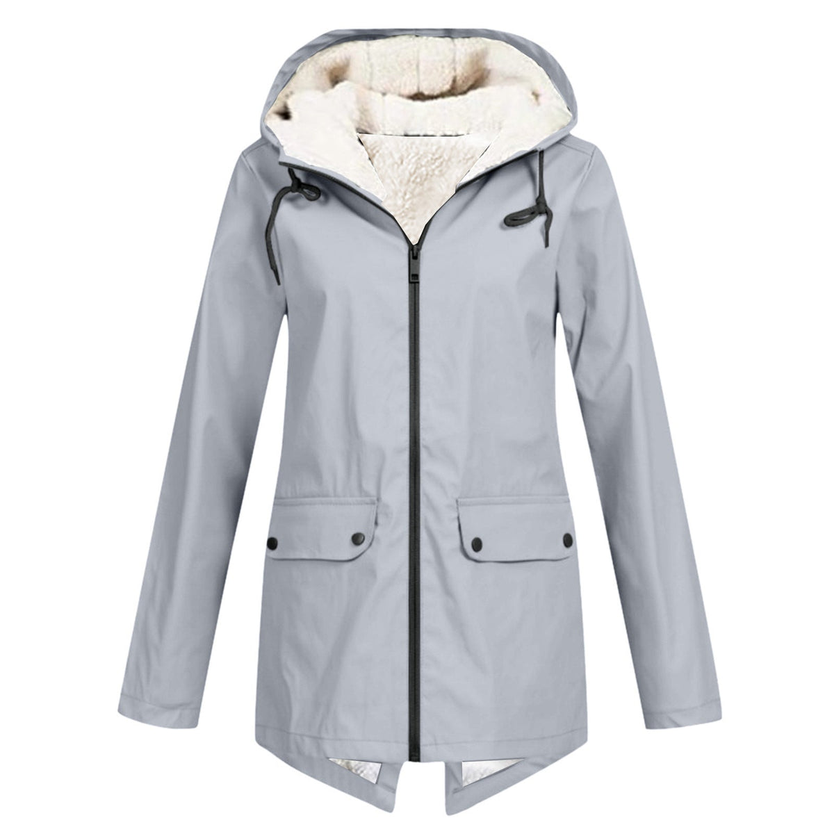 Damen wetterfeste und gefütterte Regenjacke mit verstellbarem Kapuzenkragen