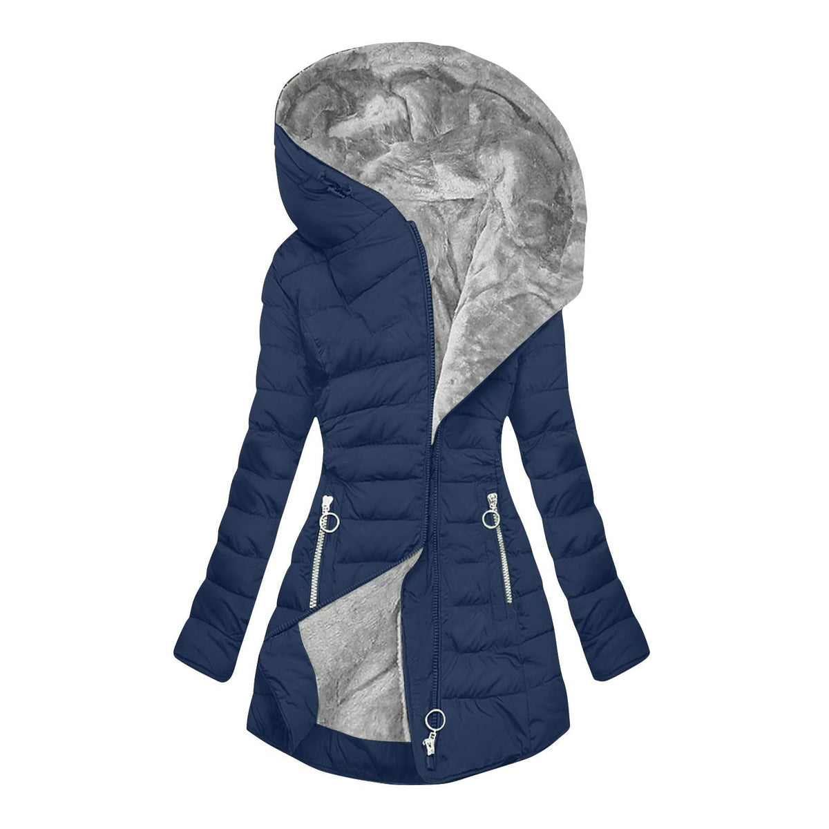 Gesteppte Winter-Daunenjacke für Damen mit Kapuze