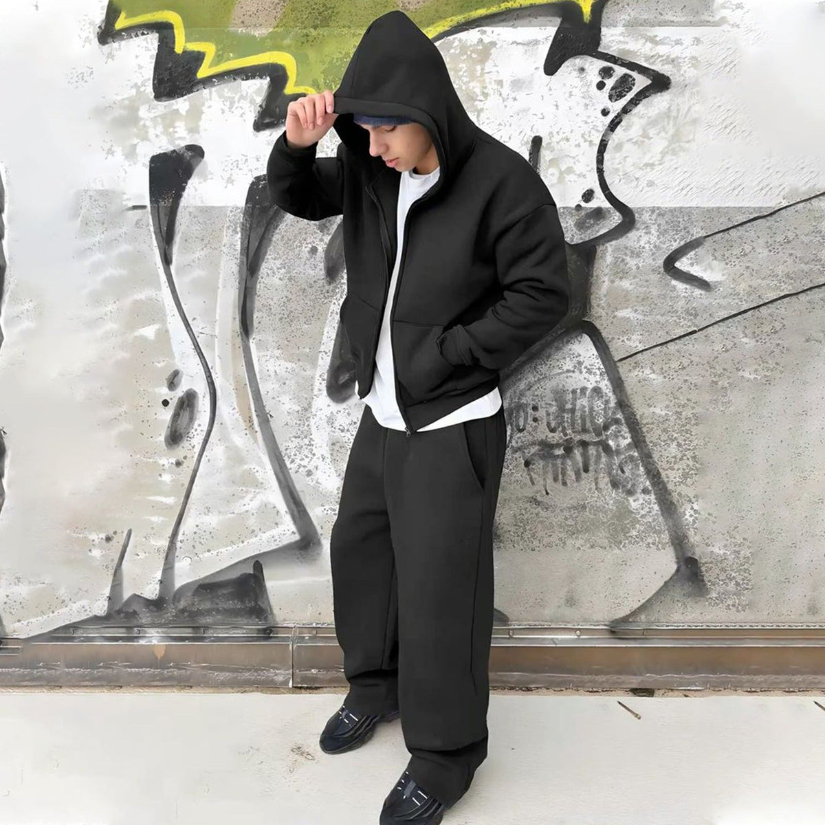 Herren Oversize Zip-Hoodie und Relaxed Sweatpants Set