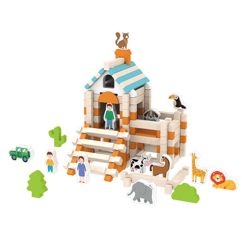 Montessori Holzbausteine-Set – natürliches Stapel- und Konstruktionsspielzeug