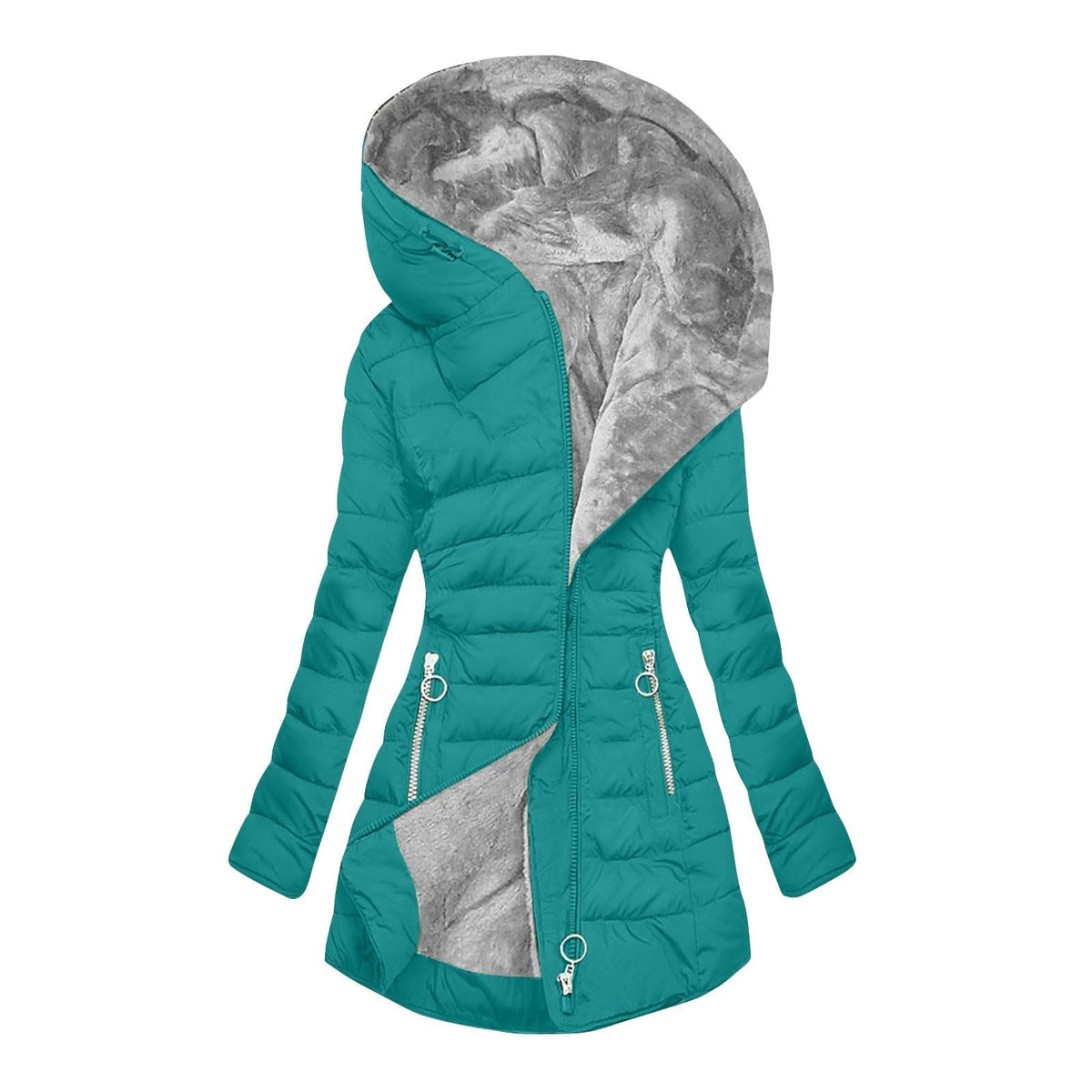 Gesteppte Winter-Daunenjacke für Damen mit Kapuze