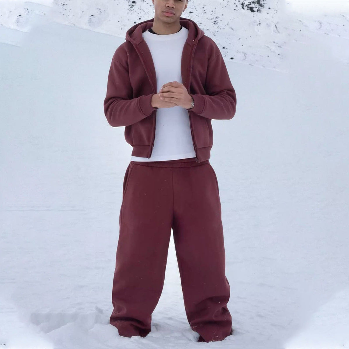 Herren Oversize Zip-Hoodie und Relaxed Sweatpants Set