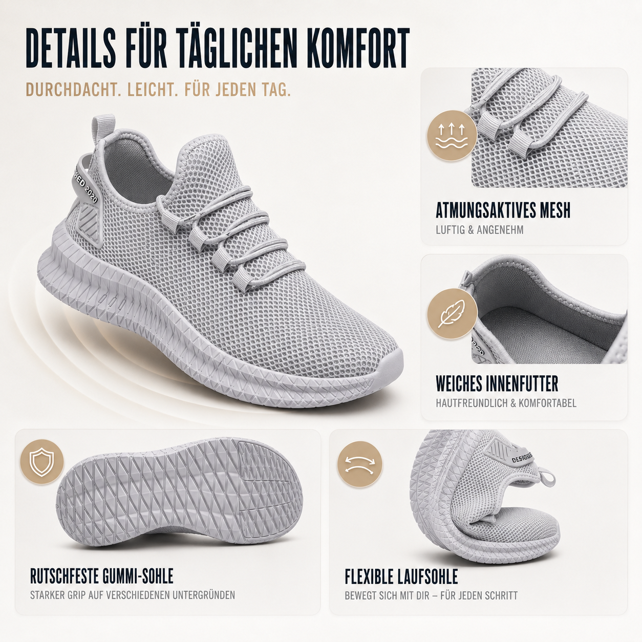 Orthopädische Herren-Walkingschuhe atmungsaktiv & leicht – OrthoStep ARON