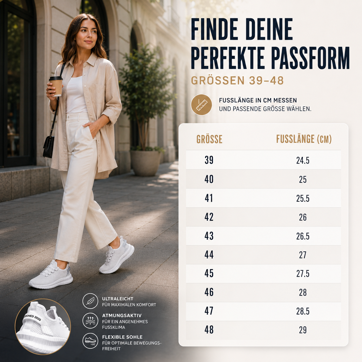 Orthopädische Herren-Walkingschuhe atmungsaktiv & leicht – OrthoStep ARON