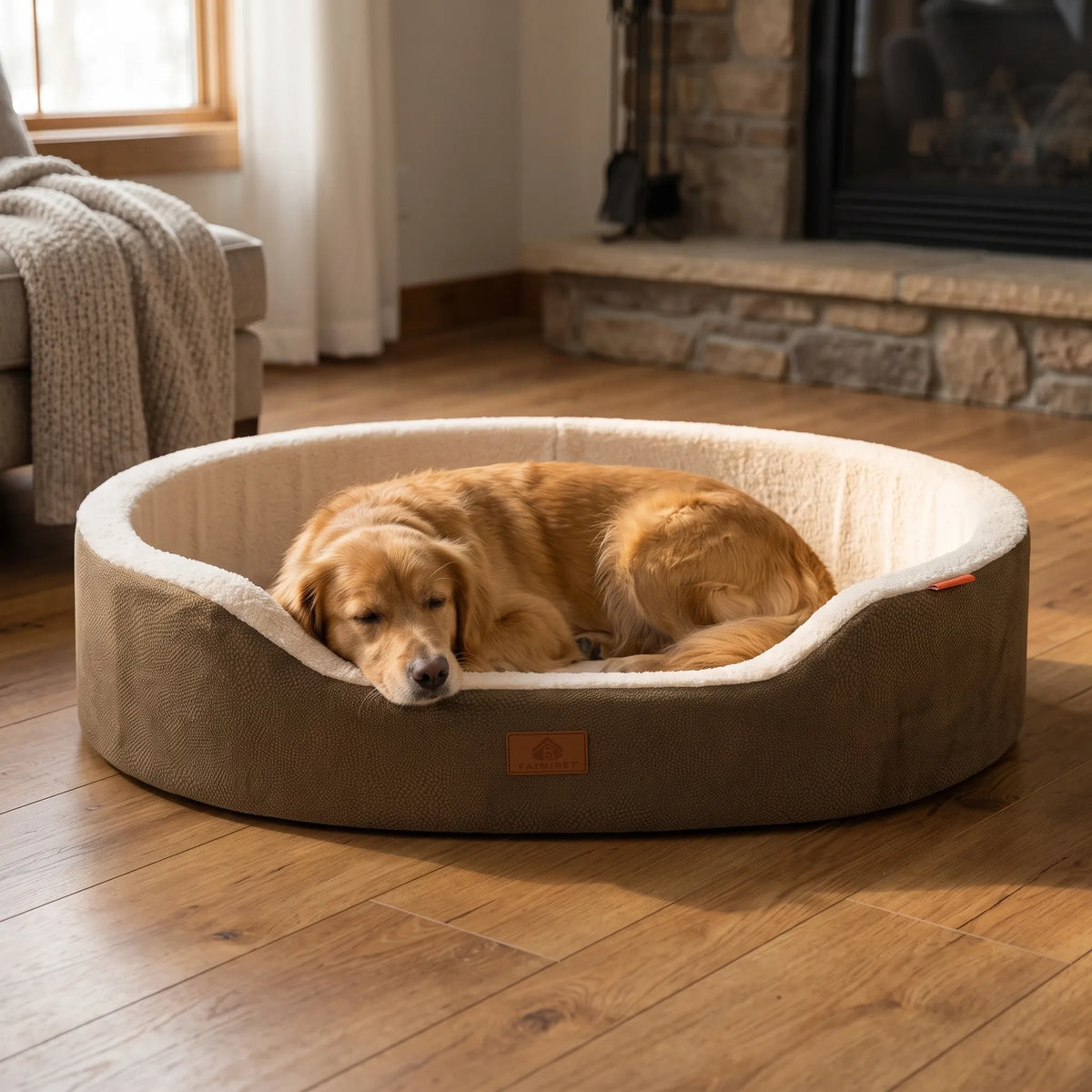 Orthopädisches Hundebett Im Couch-Stil | Warme Plüschoberfläche Für Den Winter