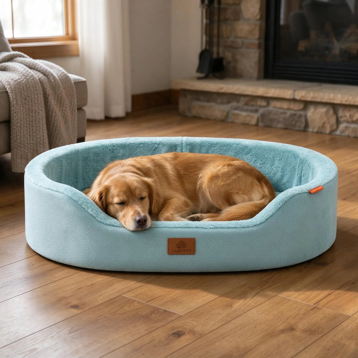 Orthopädisches Hundebett Im Couch-Stil | Warme Plüschoberfläche Für Den Winter