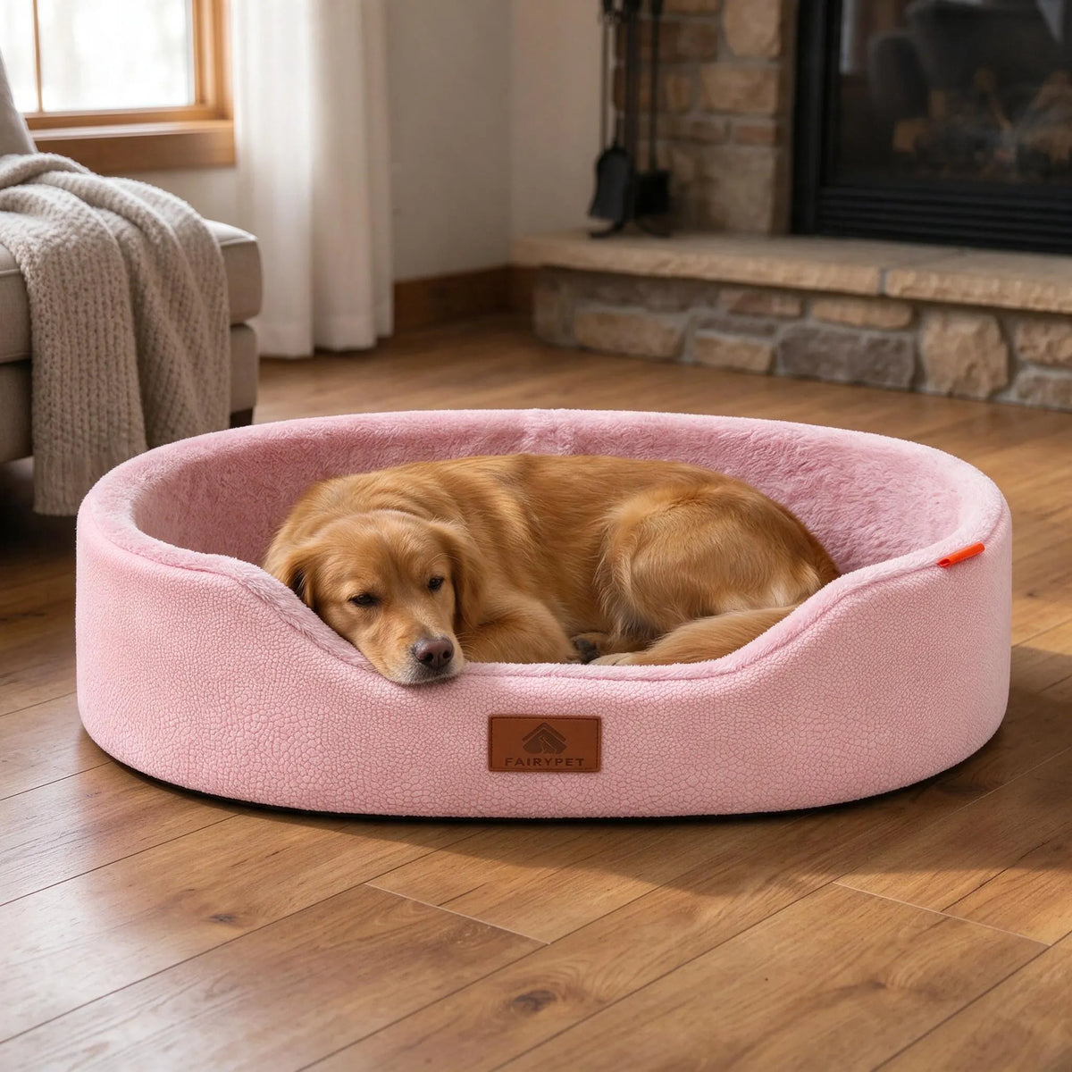 Orthopädisches Hundebett Im Couch-Stil | Warme Plüschoberfläche Für Den Winter