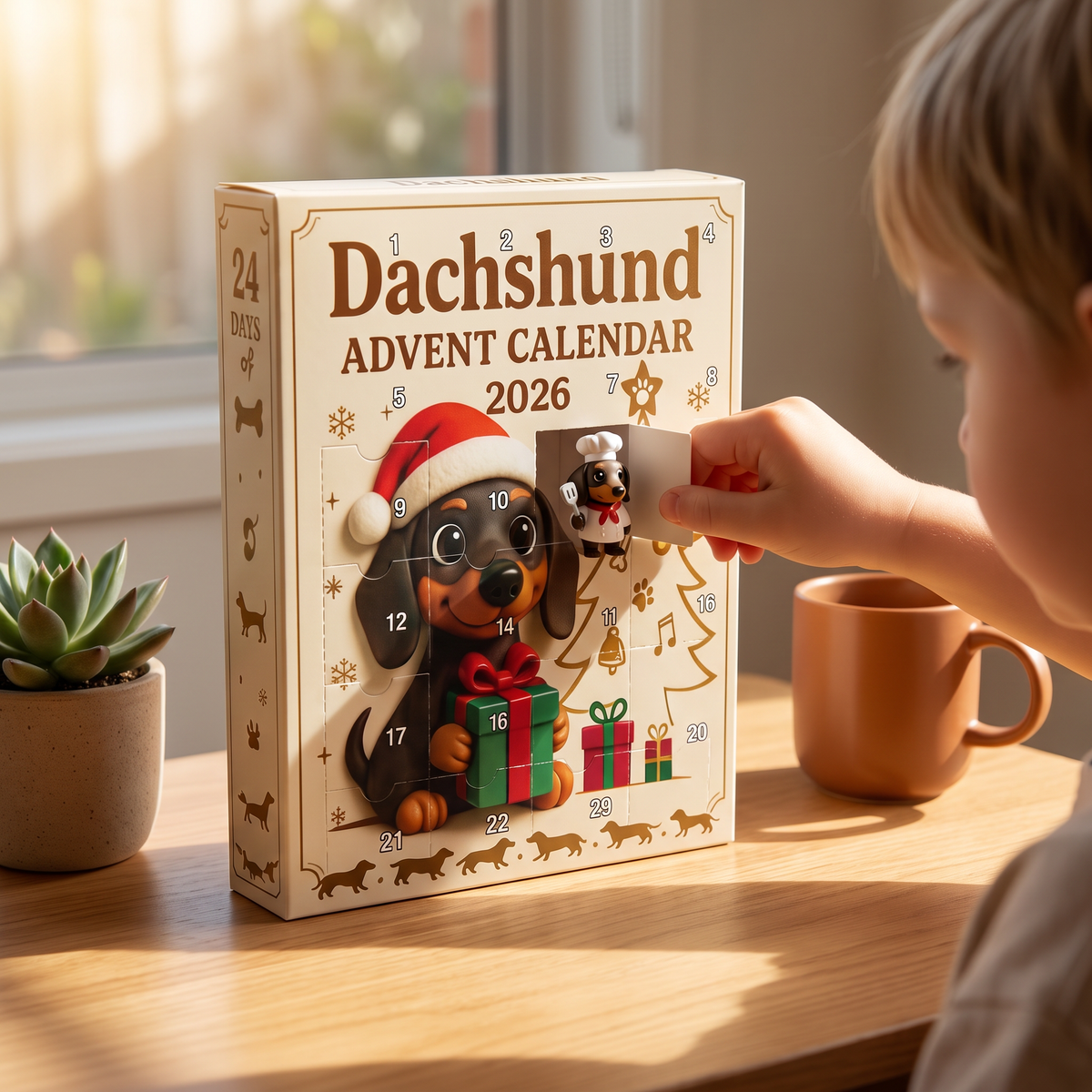 24-Tage Dackel-Adventskalender mit Überraschungsfiguren