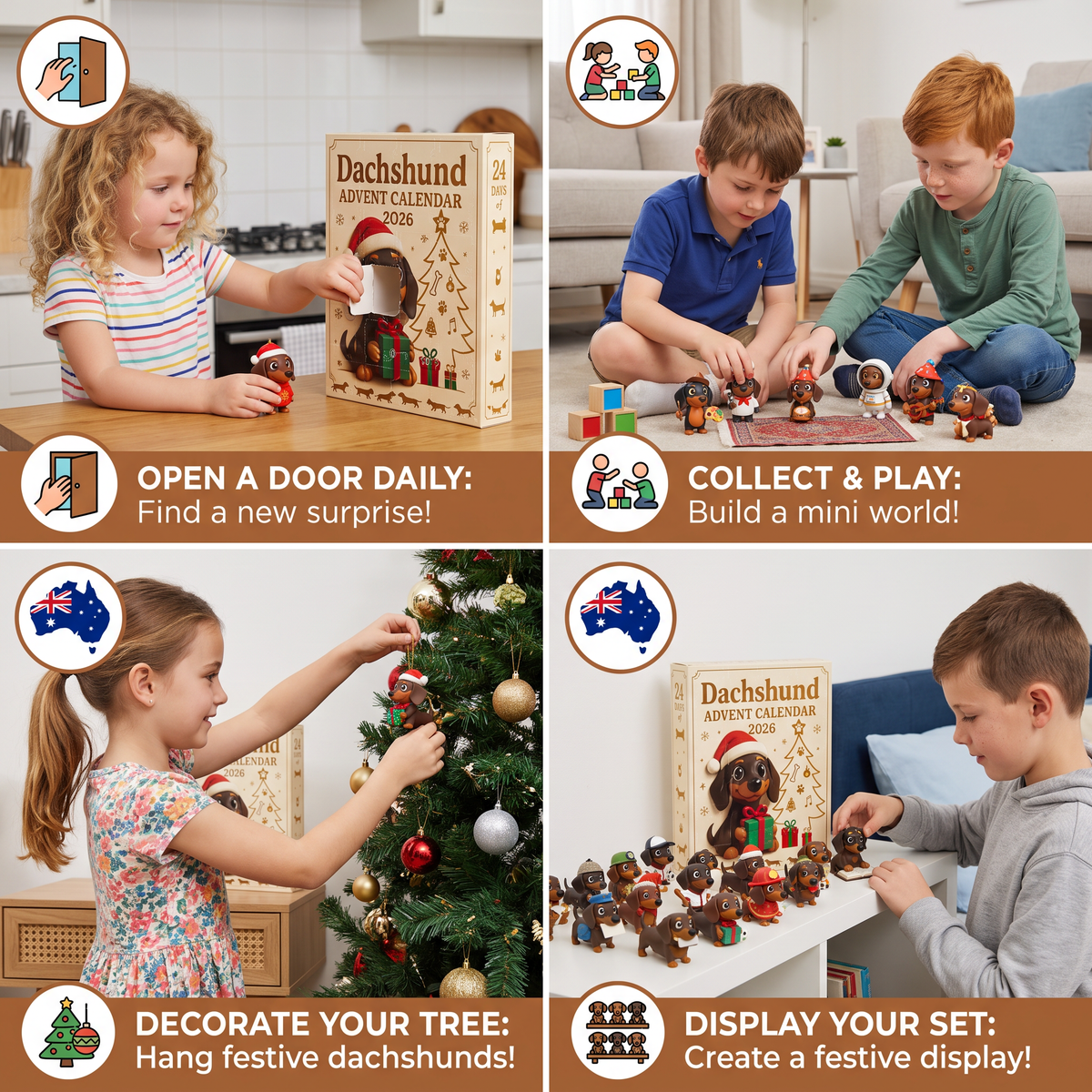 24-Tage Dackel-Adventskalender mit Überraschungsfiguren
