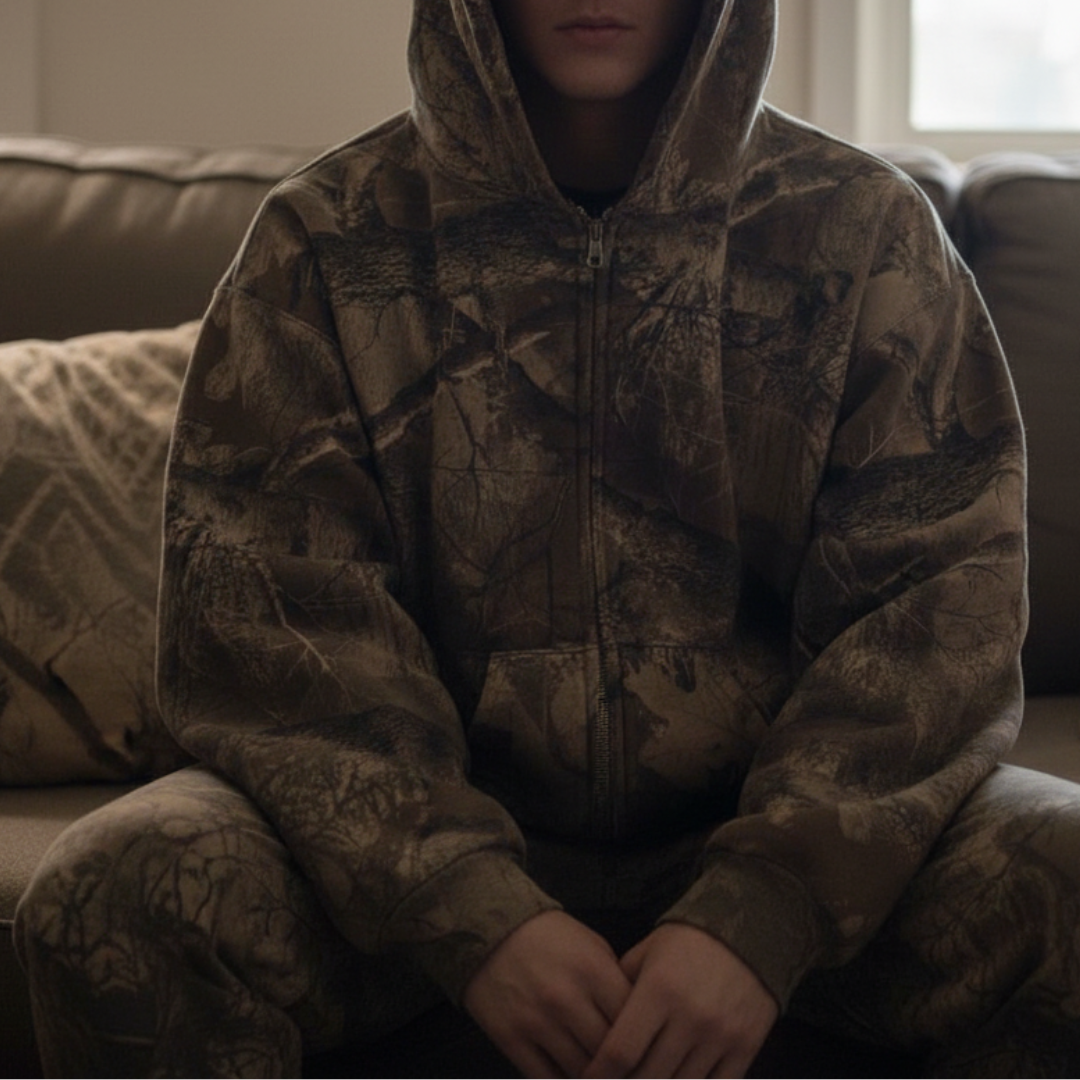 Pullover im Camouflage-Look mit Oversized Fit & Unisex Design – UrbanHunter Hoodie