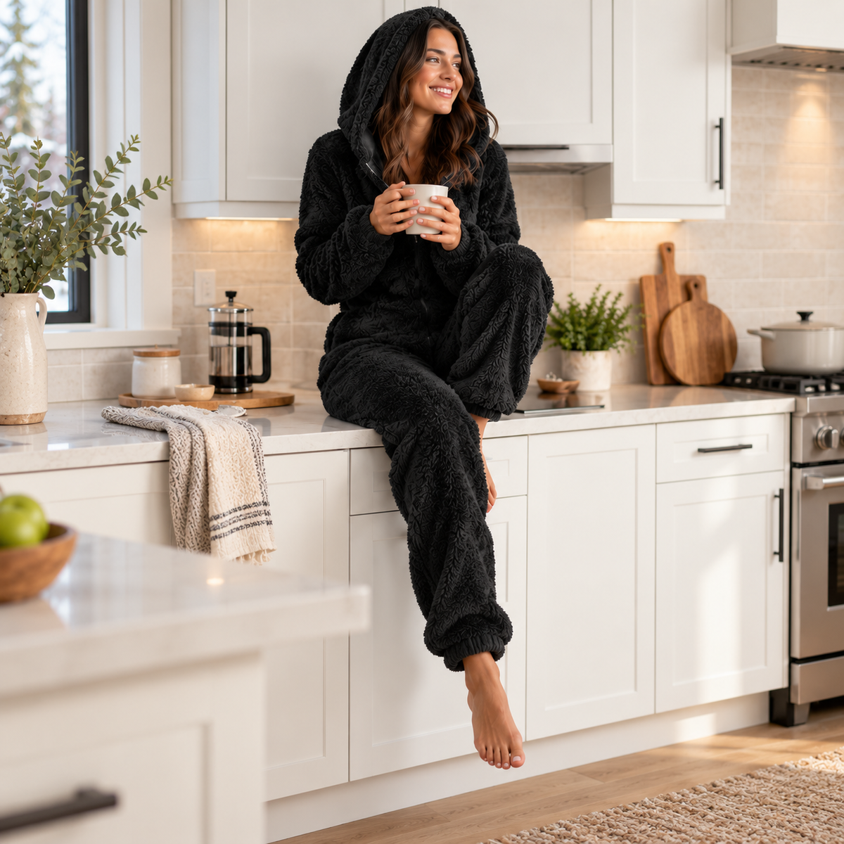 Pyjama Damen Einteiler Fleece für Gemütliche Filmabende – Kuscheliger Onesie
