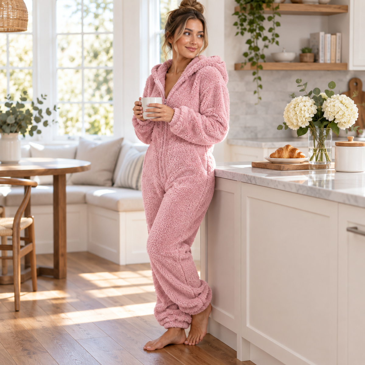 Pyjama Damen Einteiler Fleece für Gemütliche Filmabende – Kuscheliger Onesie