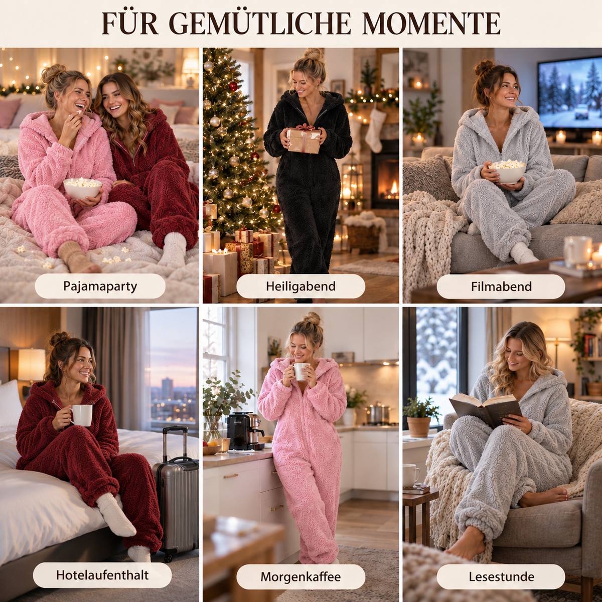 Pyjama Damen Einteiler Fleece für Gemütliche Filmabende – Kuscheliger Onesie