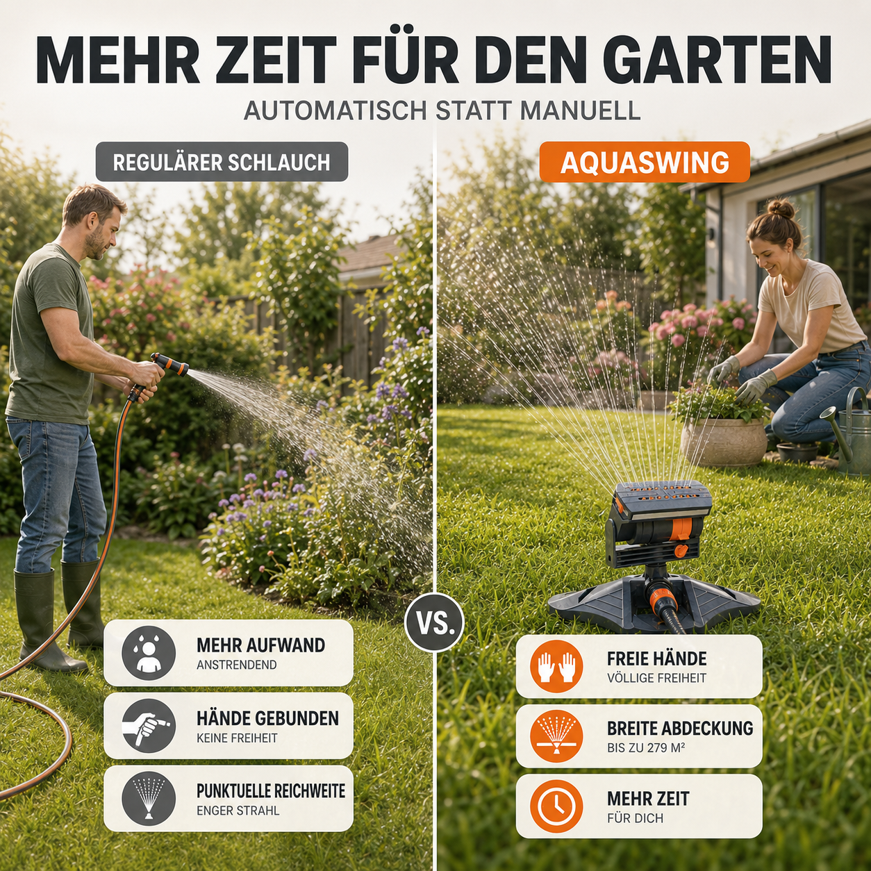 Rasensprenger 180° schwenkbar mit 16 Düsen – AquaSwing