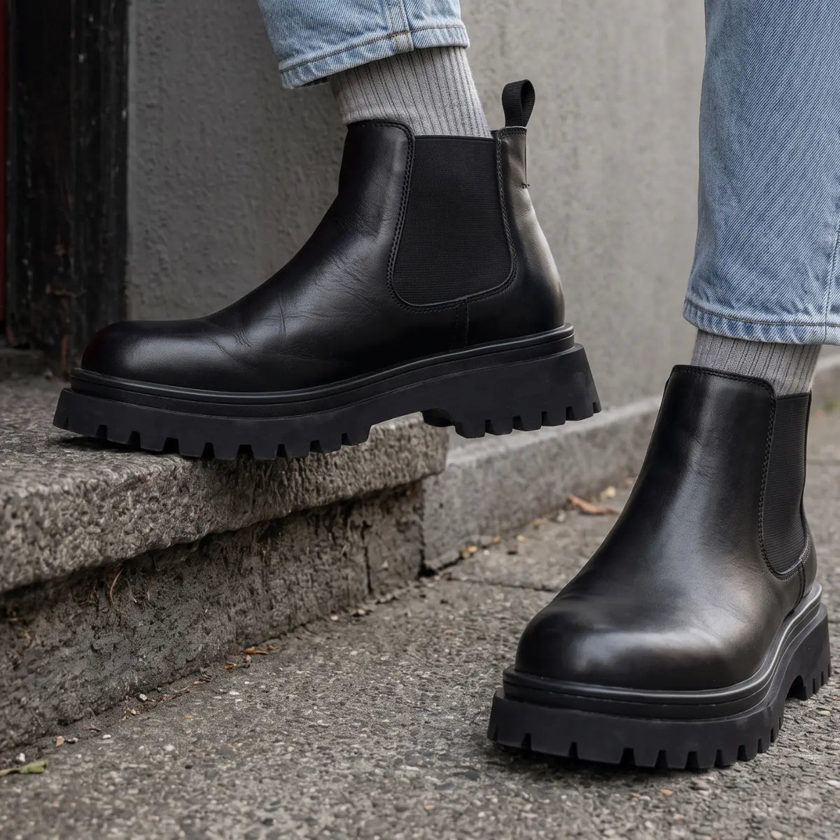 9cm Elevator Chelsea Boots mit Chunky Lug Sohle