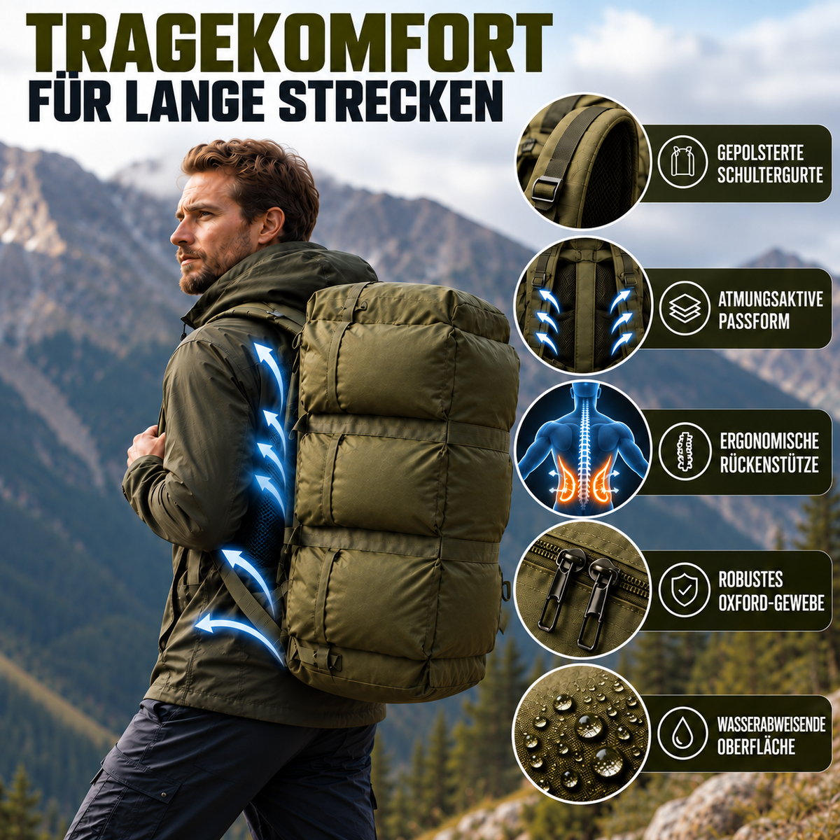 Reisetasche Für Herren – Großes 100-Liter Outdoor Pack
