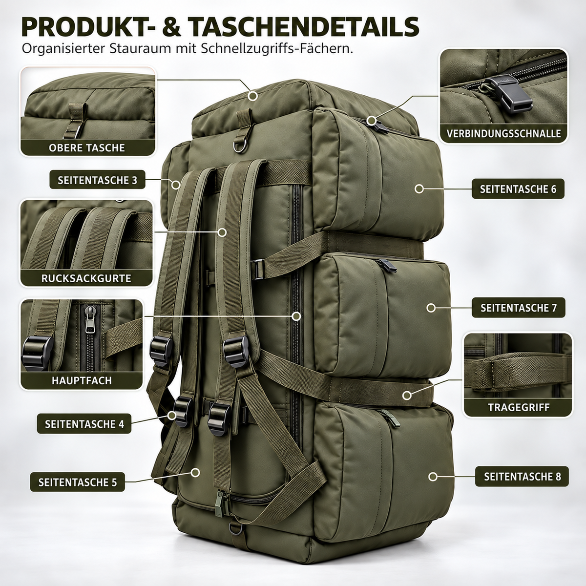 Reisetasche Für Herren – Großes 100-Liter Outdoor Pack