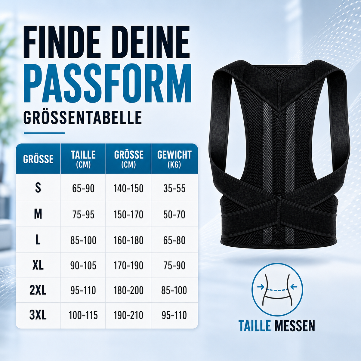 Rückfora | Verstellbare Unisex-Haltungsorthese mit Lendenstütze