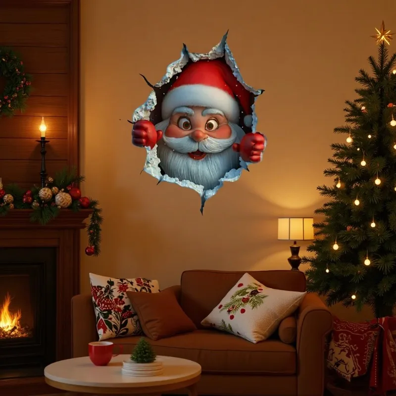 3D-Weihnachtsmann-Aufkleber für die Feiertage Wanddekoration