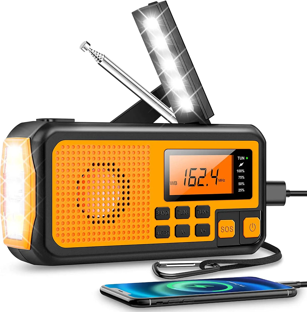 Multifunktionales Notfallradio mit Ladeoptionen