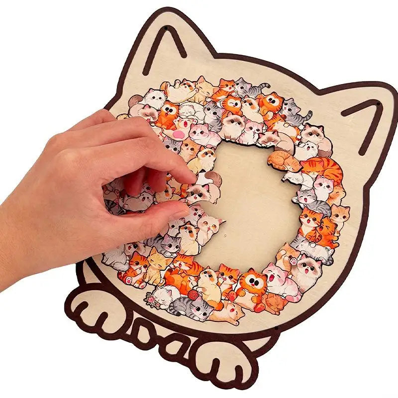 Katzen- oder hundeförmiges Holz-Puzzle