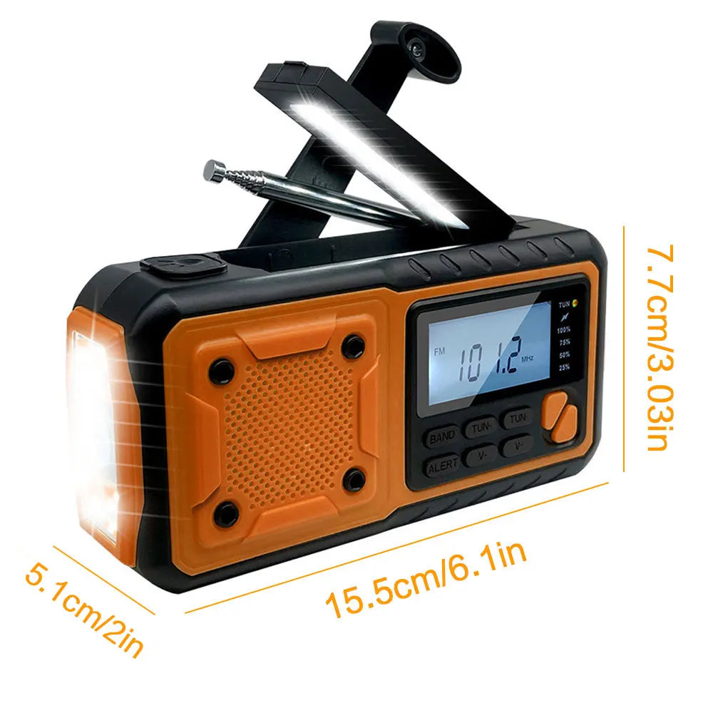 4000mAh Solar-Notfallradio mit Handkurbel – AM/FM Wetterradio, LED-Leselampe und Handy-Ladegerät