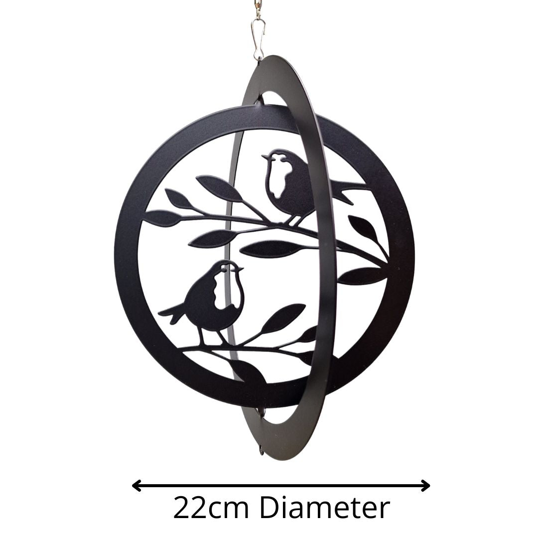 Zwei Rotkehlchen hängender Silhouetten-Orbit-Spinner
