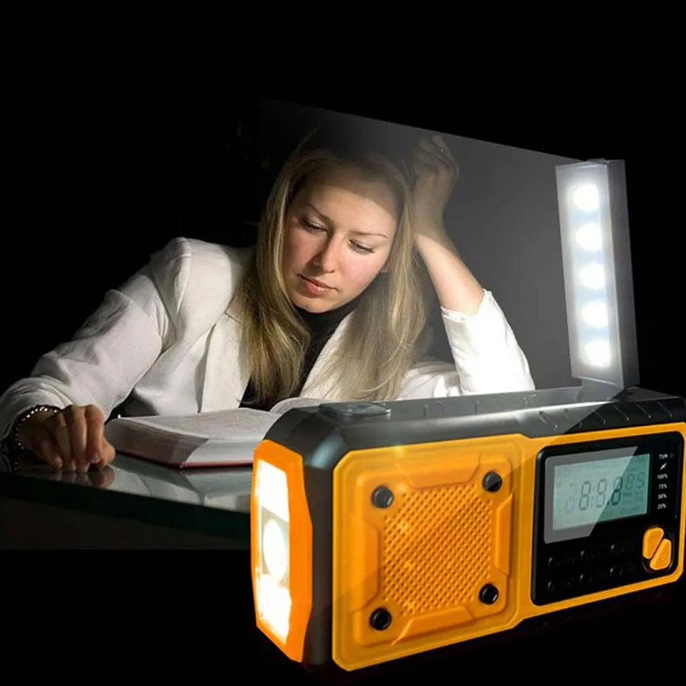 Notfall-Radio mit 4000mAh Powerbank, Solar- und Handkurbelladung