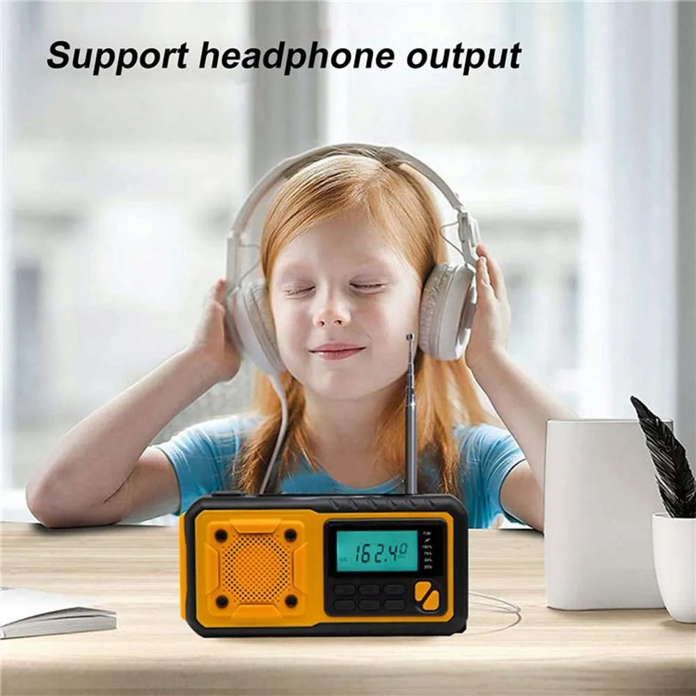 Notfall-Radio mit 4000mAh Powerbank, Solar- und Handkurbelladung