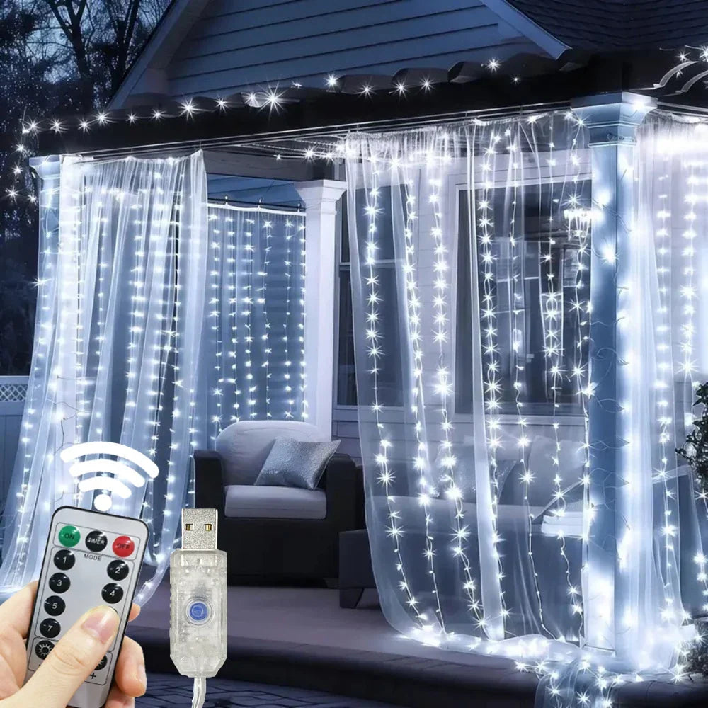 Einfach zu installierende gemütliche LED-Lichterketten-Vorhanglichter
