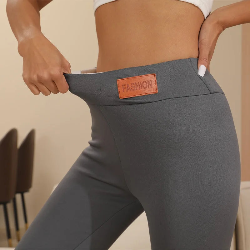 Damen Thermo-Leggings Lammkaschmir Gefüttert & Figurformend High Waist & Booty-Lifting Effekt