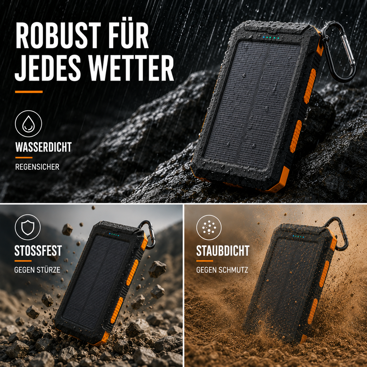 Solar-Powerbank 20000 mAh mit Dual-Ausgang – SolarCore 20K