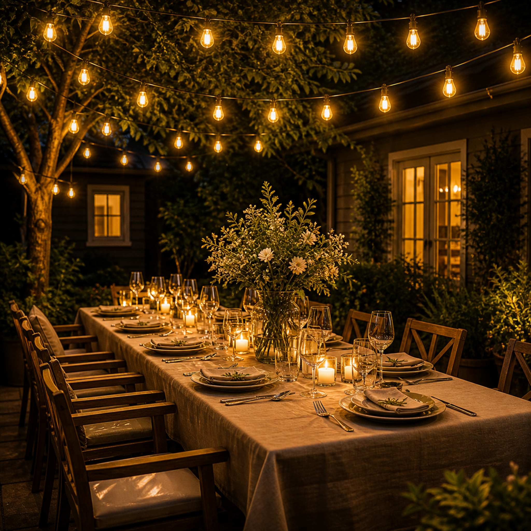 CampGlow Solar Lichterkette Garten | Wetterfest, warmweiß, ohne Strom