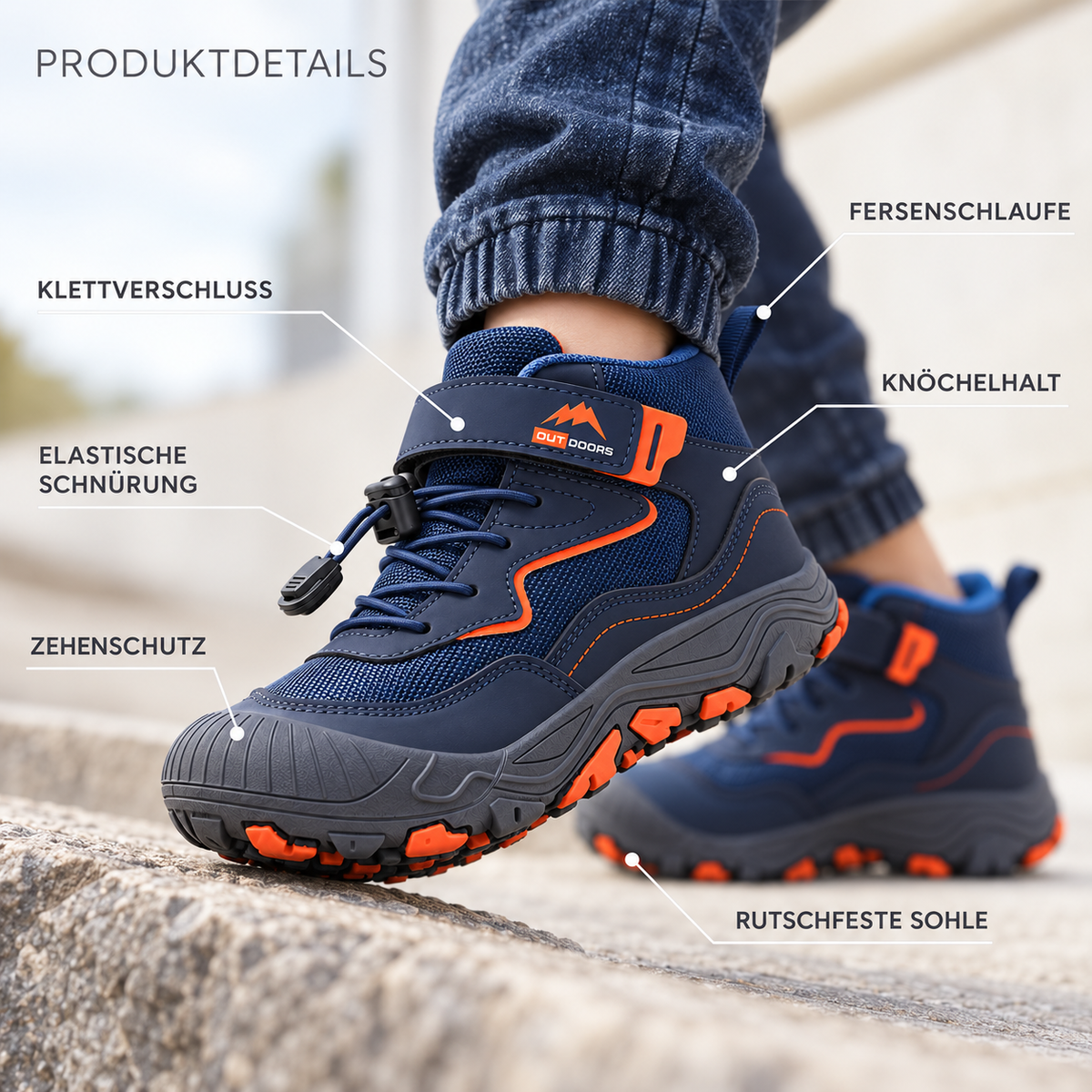 Stabilität im Gelände | Kinder-Mittelhoch-Wanderstiefel