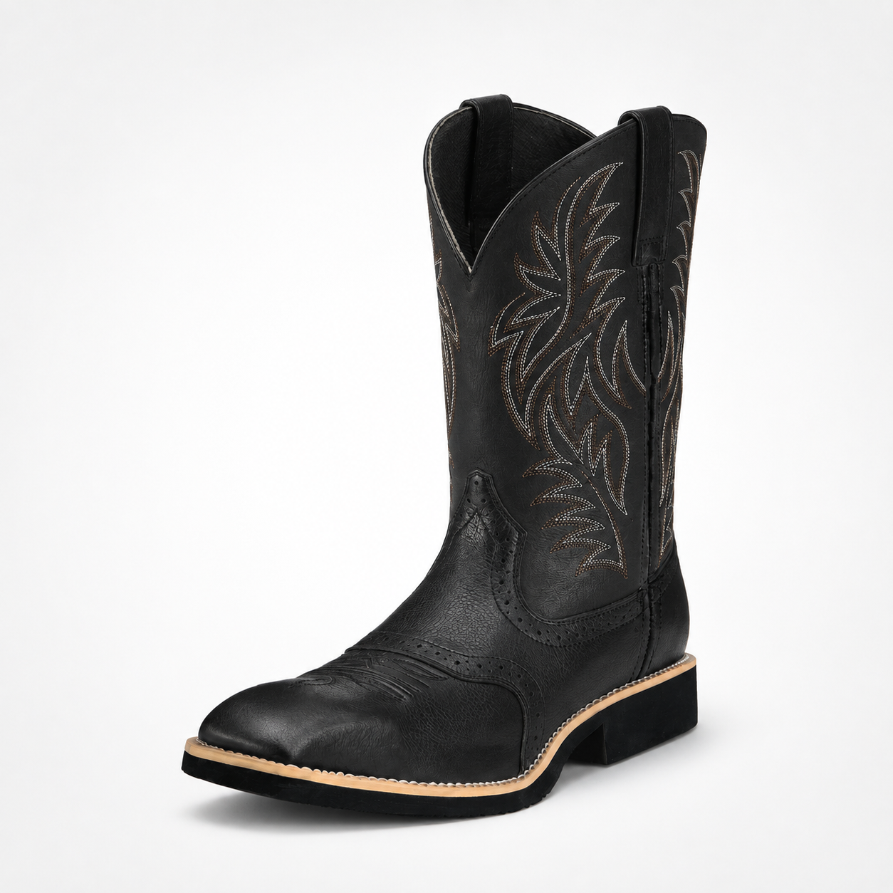 Stiefel mit eckiger Zehenform & klassischer Stickerei – WestRider Boots