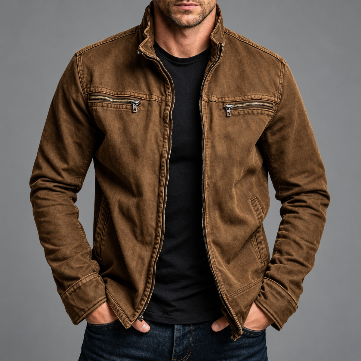 Marion | Baumwolle Reißverschlussjacke - Vintage Washed