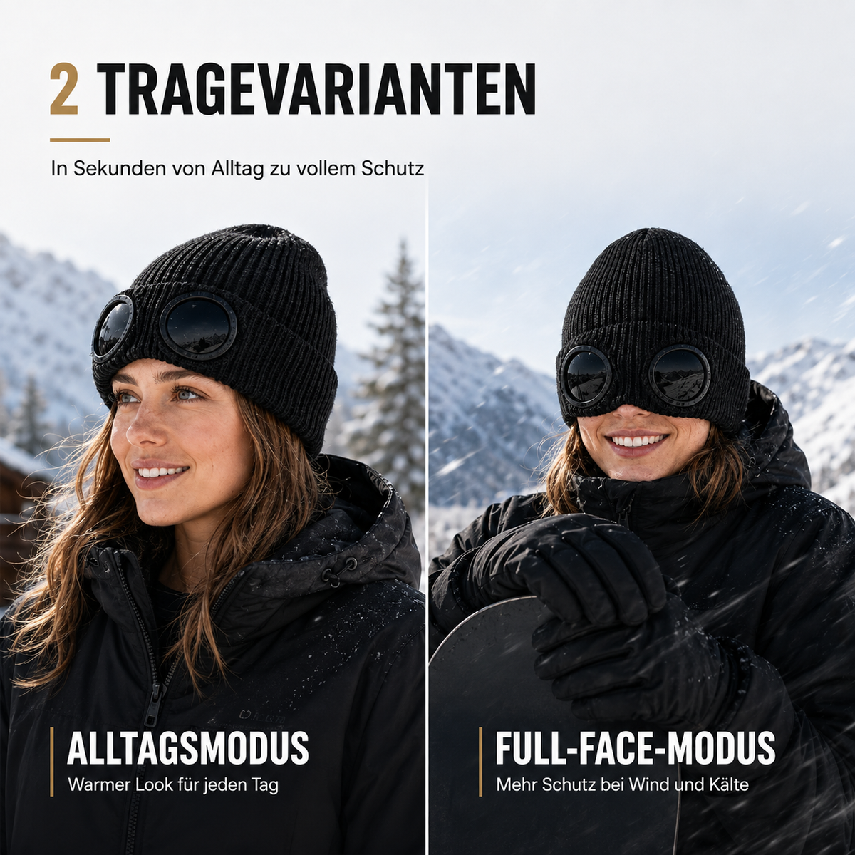Strickmütze mit integrierter Brille – FrostSicht Unisex