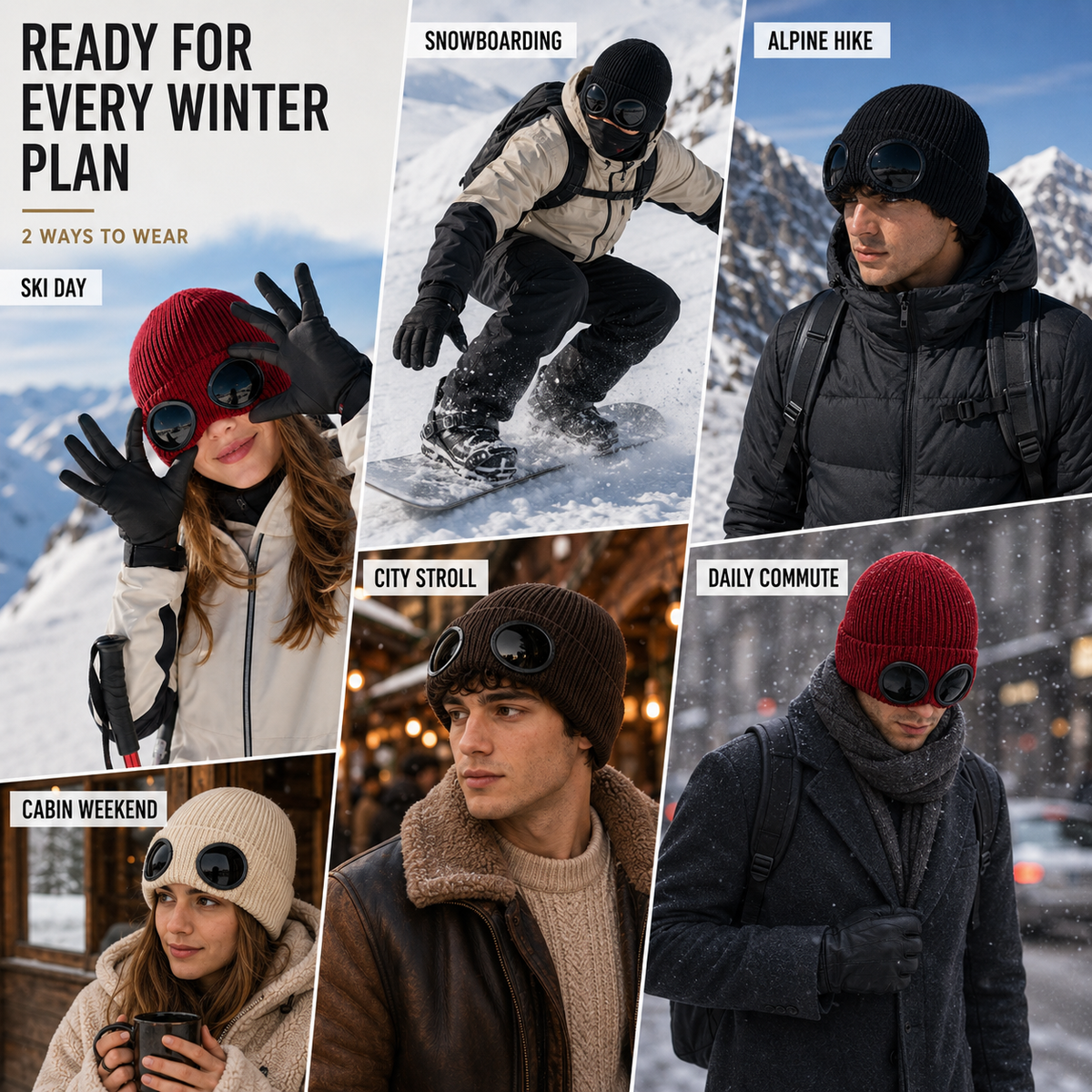 Strickmütze mit integrierter Brille – FrostSicht Unisex