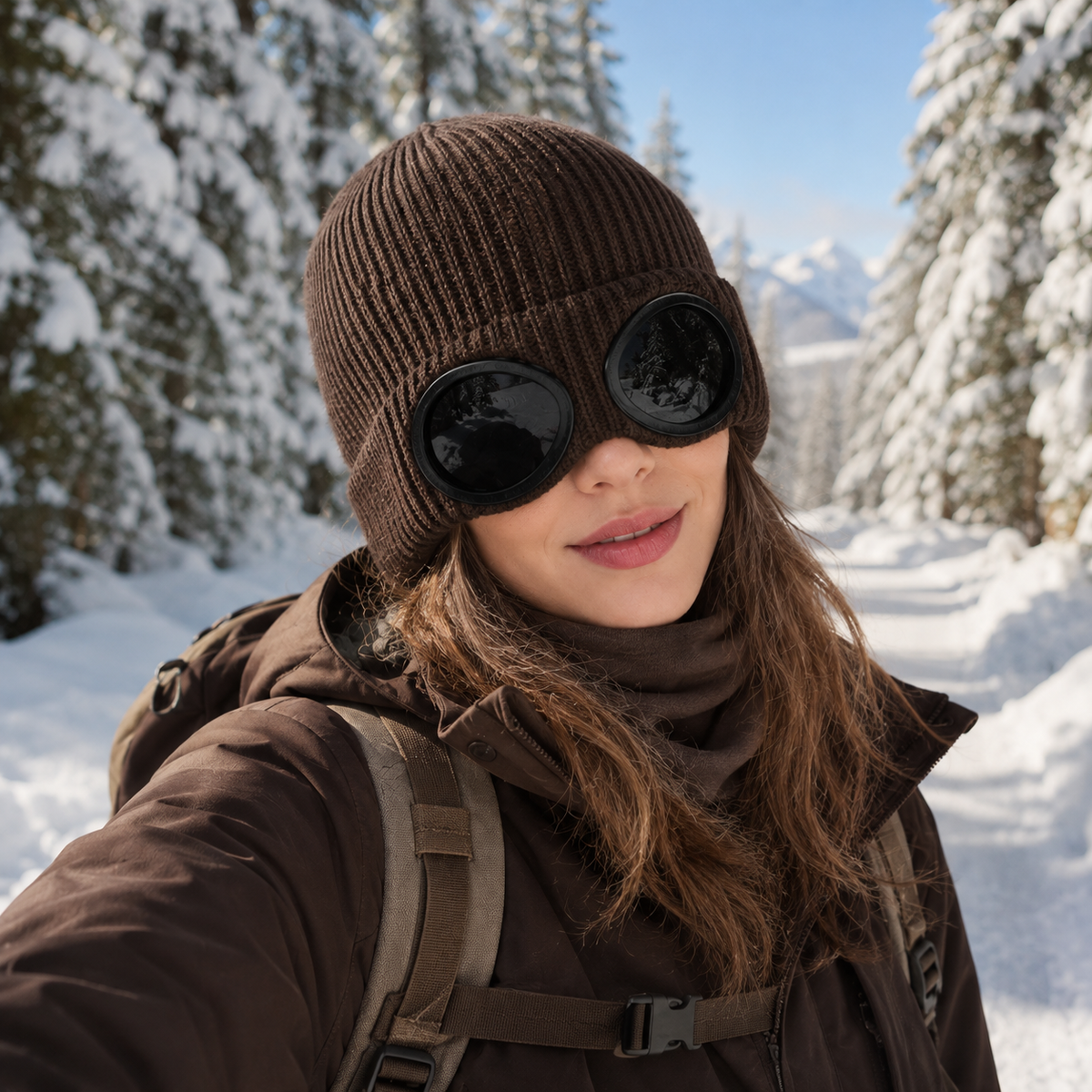 Strickmütze mit integrierter Brille – FrostSicht Unisex