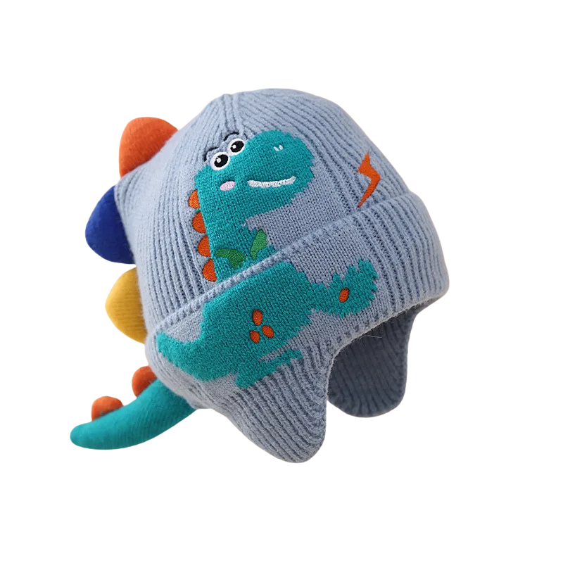 Gestrickte Mütze mit verspieltem Dino-Design
